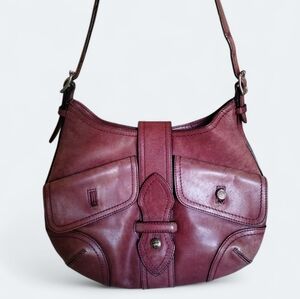 Brooks Brothers Distressed Light Plum Genuine Leather Shoulder Bag